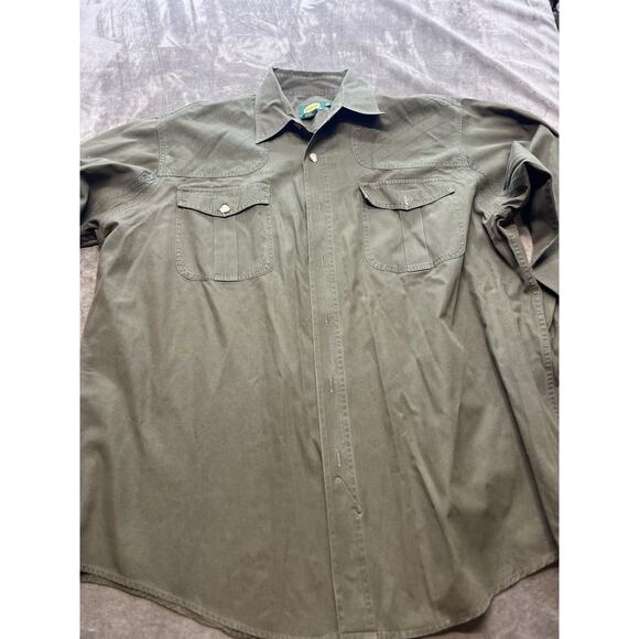 Cabela's Outdoor Gear Mens Tall Fit Button-Up Long Sleeve Green Size 2XLT padded - Picture 1 of 5